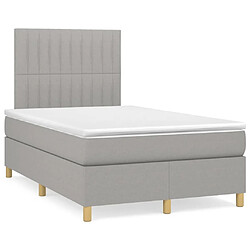 Maison Chic Lit adulte- Lit + matelas,Sommier à lattes de lit et matelas gris clair 120x190 cm tissu -GKD10749