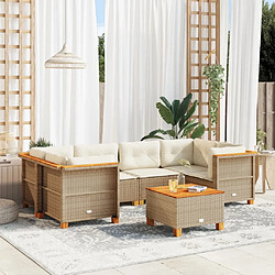 vidaXL Salon de jardin avec coussins 7 pcs beige résine tressée