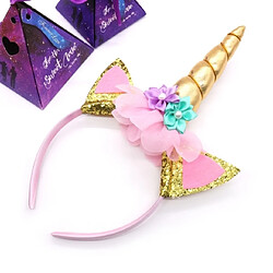 Wewoo Fashion Girls DIY Unicorn Party Bande De Cheveux Golden Animal Cornu Fleur Gaze Bandeau Accessoires Enfants Chapeaux (Or)