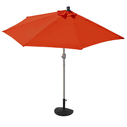 Decoshop26 Demi parasol semi-circulaire balcon terrasse UV 50+ polyester/aluminium 3kg avec une portée de 300 cm Terracotta avec support 04_0003899