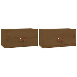 vidaXL Armoires murales 2pcs Marron miel 60x30x30cm Bois de pin massif