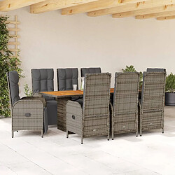 Maison Chic Ensemble à manger d'extérieur 9 pcs avec coussins,Salon de jardin gris résine tressée -GKD598592