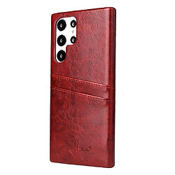 Coque en TPU + PU avec porte-carte marron pour Samsung Galaxy S22 Ultra 5G