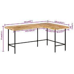 vidaXL Bureau 165x110x77 cm bois massif de manguier et fer pas cher