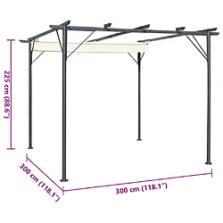 vidaXL Pergola avec toit rétractable Blanc crème 3 x 3 m Acier pas cher