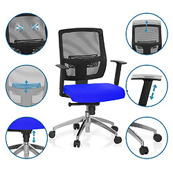 Avis Siège de bureau / siège tournant NET 90 tissu filet / tissu noir / bleu hjh OFFICE