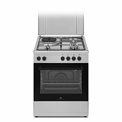 CONTINENTAL EDISON CECM60FCS - Cuisinière mixte - 3 feux gaz + 1 électrique - L59,8 x P61 xH83 cm - Silver