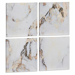 Gift Decor Jeu de 4 tableaux Toile Marbre Blanc 35 x 7 x 35 cm (6 Unités)