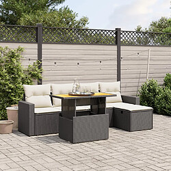 Maison Chic Ensemble Tables et chaises d'extérieur 6pcs avec coussins,Salon de jardin noir résine tressée -GKD211753