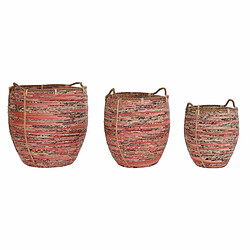 Set de basket DKD Home Decor Pêche Naturel Boho 52 x 52 x 58 cm