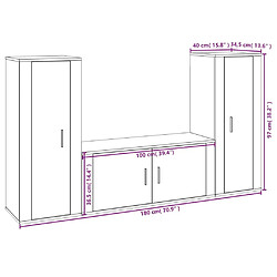 vidaXL Ensemble de meubles TV 3 pcs Blanc brillant Bois d'ingénierie pas cher