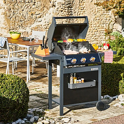 Brasero - Barbecue à gaz SPRING II 3 Feux - Surface de cuisson mixte - 1/2 plaque Fonte- 1/2 grille Fonte - 9,45 kW