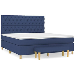 vidaXL Sommier à lattes de lit avec matelas Bleu 160x200 cm Tissu