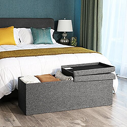 SONGMICS Coffre de Rangement Capacité 120 litres Banquette de Rangement Charge admissible 300 kg Grise Foncé 110 x 38 x 38 cm LSF76GYZ