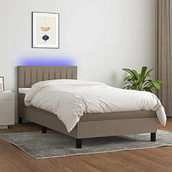 Sommier à lattes LED,Cadre à lattes de lit avec matelas pour Adulte Taupe 90x190 cm Tissu -MN73825