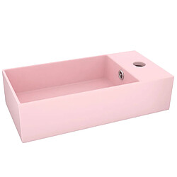 vidaXL Lavabo de salle de bain avec trop-plein Céramique Rose