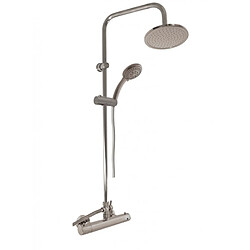 Rav Colonne de douche murale thermostatique en laiton gris métal poli H. 109 cm