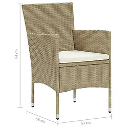 vidaXL Chaises manger de jardin lot de 2 Résine tressée Beige pas cher