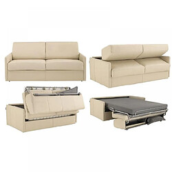 Avis Inside 75 Canapé lit 3 places SUN convertible EXPRESS 140cm cuir vachette beige matelas épaisseur 16cm