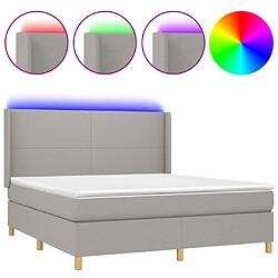 vidaXL Sommier à lattes de lit matelas LED Gris clair 160x200 cm Tissu