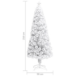 vidaXL Arbre de Noël artificiel pré-éclairé blanc 210 cm fibre optique pas cher