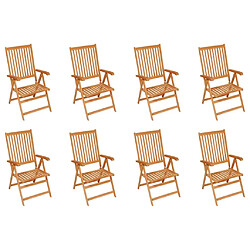 Maison Chic Lot de 8 Chaises inclinables de jardin avec coussins - Fauteuil d'extérieur Teck solide -MN72466