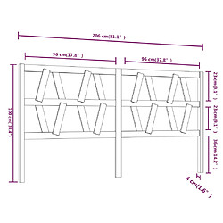 vidaXL Tête de lit 206x4x100 cm Bois massif de pin pas cher