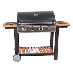 Avis Alter Barbecue à gaz 4 feux, en métal et étagères en bois, cm144 x 56 x h106