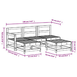 vidaXL Salon de jardin 5 pcs noir bois massif de pin pas cher