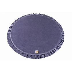 MeowBaby Tapis de Jeu pour Enfants, Rond 100x100cm, Velours, Gris Bleu