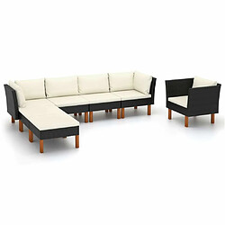 Maison Chic Salon de jardin 7 pcs - Table et chaises d'extérieur - Mobilier/Meubles de jardin Moderne Résine tressée et bois d'eucalyptus Noir -MN69228