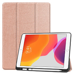 Etui en PU avec support tri-pliure or rose pour votre Apple iPad 10.2 (2019)