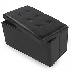 Helloshop26 Pouf coffre pliant pliable de rangement 80x39 cm salon salle à manger noir 08_0000479