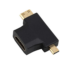 Mini HDMI Adaptateur Micro HDMI Ver HDMI Femelle Triple Connecteur COnnvertissuer Image Son Vidéo Accessoire pas cher