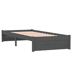 Avis vidaXL Cadre de lit sans matelas gris bois massif 75x190 cm