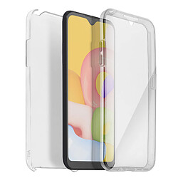 Avizar Coque Samsung Galaxy A01 Protection Arrière Rigide + Avant Souple Transparent