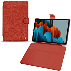 Housse cuir Samsung Galaxy Tab S7 - Rabat portefeuille - Papaye ( Pantone #b54317 ) - NOREVE