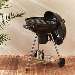 Barbecue charbon de bois ?57cm Georges noir, récupérateur de cendres, grille chromée, fumoir | sweeek pas cher