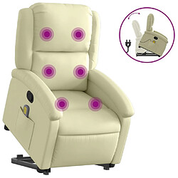 Maison Chic Fauteuil Relax pour salon, Fauteuil inclinable de massage crème cuir véritable -GKD17651