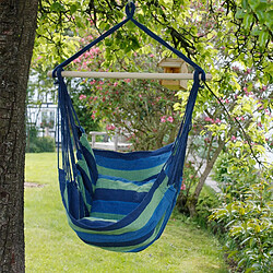 ECD Germany Chaise Suspendue avec Cadre 208 cm - Hamac Suspendu avec 2 Coussins Bleu/Vert- jusqu'à 120 kg - Structure en Métal - pour Jardin ou Terrasse