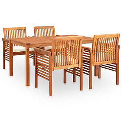 Maison Chic Mobilier à dîner 5 pcs de jardin - Ensemble table et chaises d'extérieur - Salon/Mobilier de jardin classique et coussins Acacia solide -MN98202