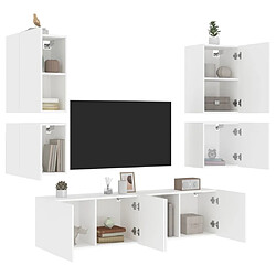 vidaXL Unités murales TV 6 pcs blanc bois d'ingénierie