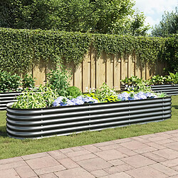 vidaXL Lit surélevé de jardin 320x80x44 cm Acier galvanisé Gris