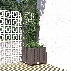 Maison Chic Jardinière,Bac à fleurs avec treillis - pot de fleur Marron 40x40x136 cm PP -GKD23827