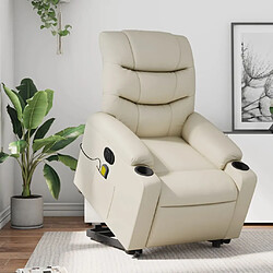 Maison Chic Fauteuil Relax pour salon, Fauteuil inclinable de massage électrique crème similicuir -GKD93504