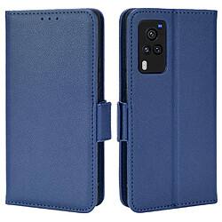 Etui en PU texture litchi, fermoir magnétique avec support, bleu foncé pour votre Vivo X60 Pro 5G (Global)/X60 5G