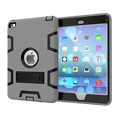 Wewoo Coque antichoc en silicone de couleur contrastée + PC pour iPad mini 5 / mini 4 avec support Gris