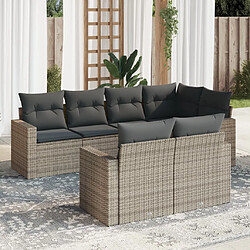 Maison Chic Salon de jardin avec coussins 7 pcs | Ensemble de Table et chaises | Mobilier d'Extérieur gris résine tressée -GKD51494