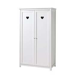 Mes Armoire 2 portes 110x57x190,5 cm en pin blanc - AMORENA