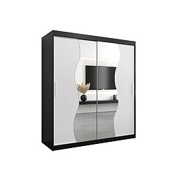 Abiks Meble Armoire MADRYT À Portes Coulissantes 200/180/62 2 Portes (Noir/Blanc)